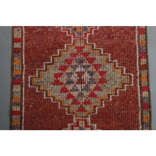 1970s Vintage Turkish Oushak Handmade  Orange Runner Rug 78x362