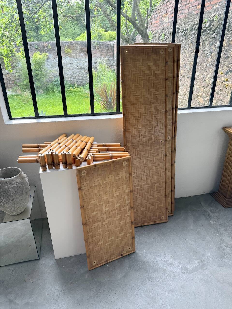 Large rattan shelf 1960