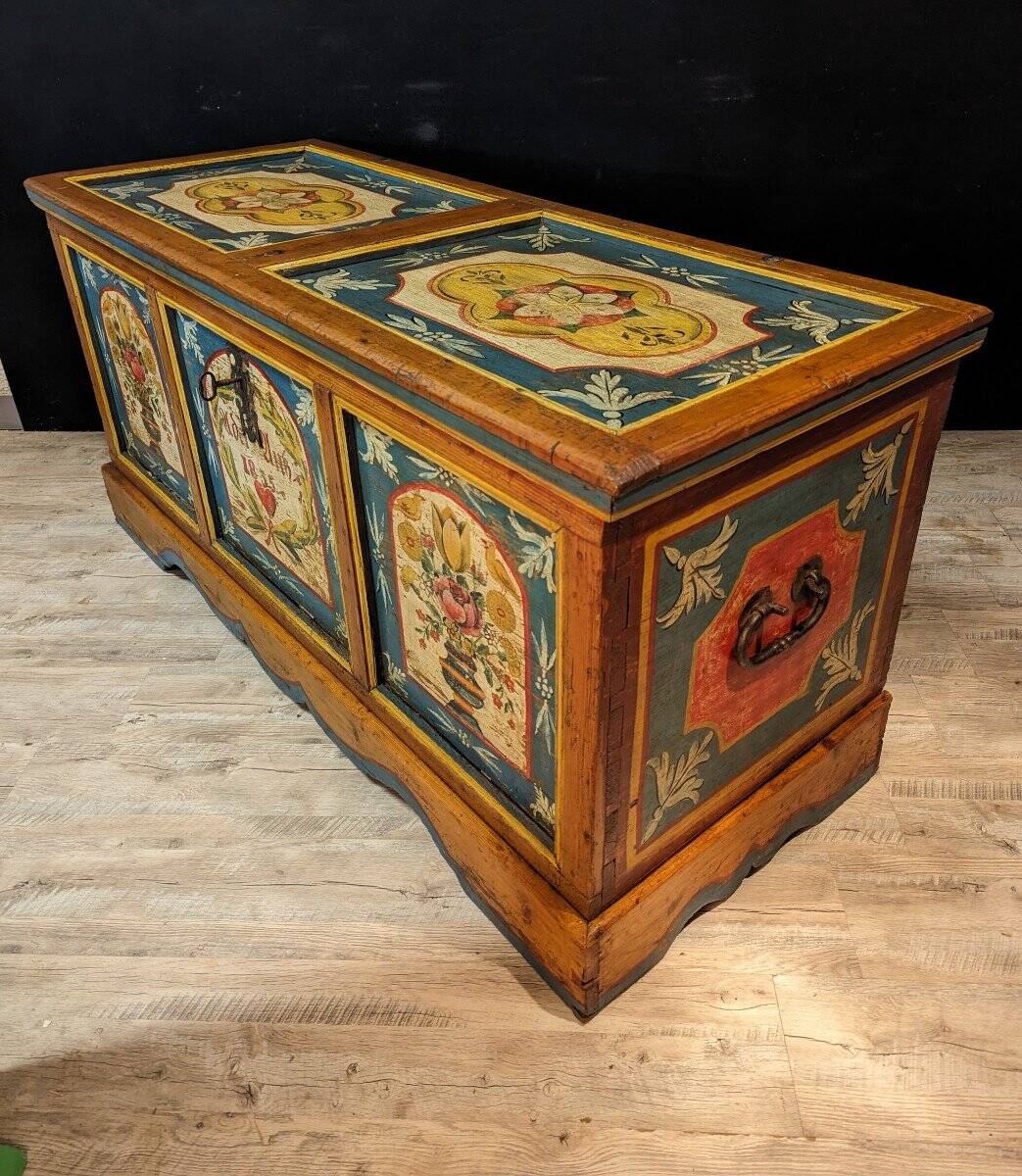 Tyrolean Wedding Chest Painted and Dated 1855