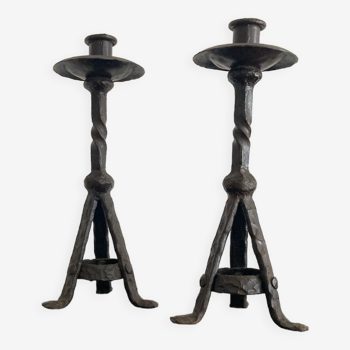 Wrought iron candlesticks