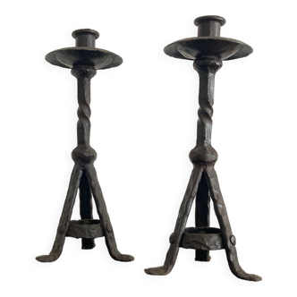 Wrought iron candlesticks