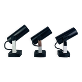 3 black metal and chrome vintage spotlights by Targetti