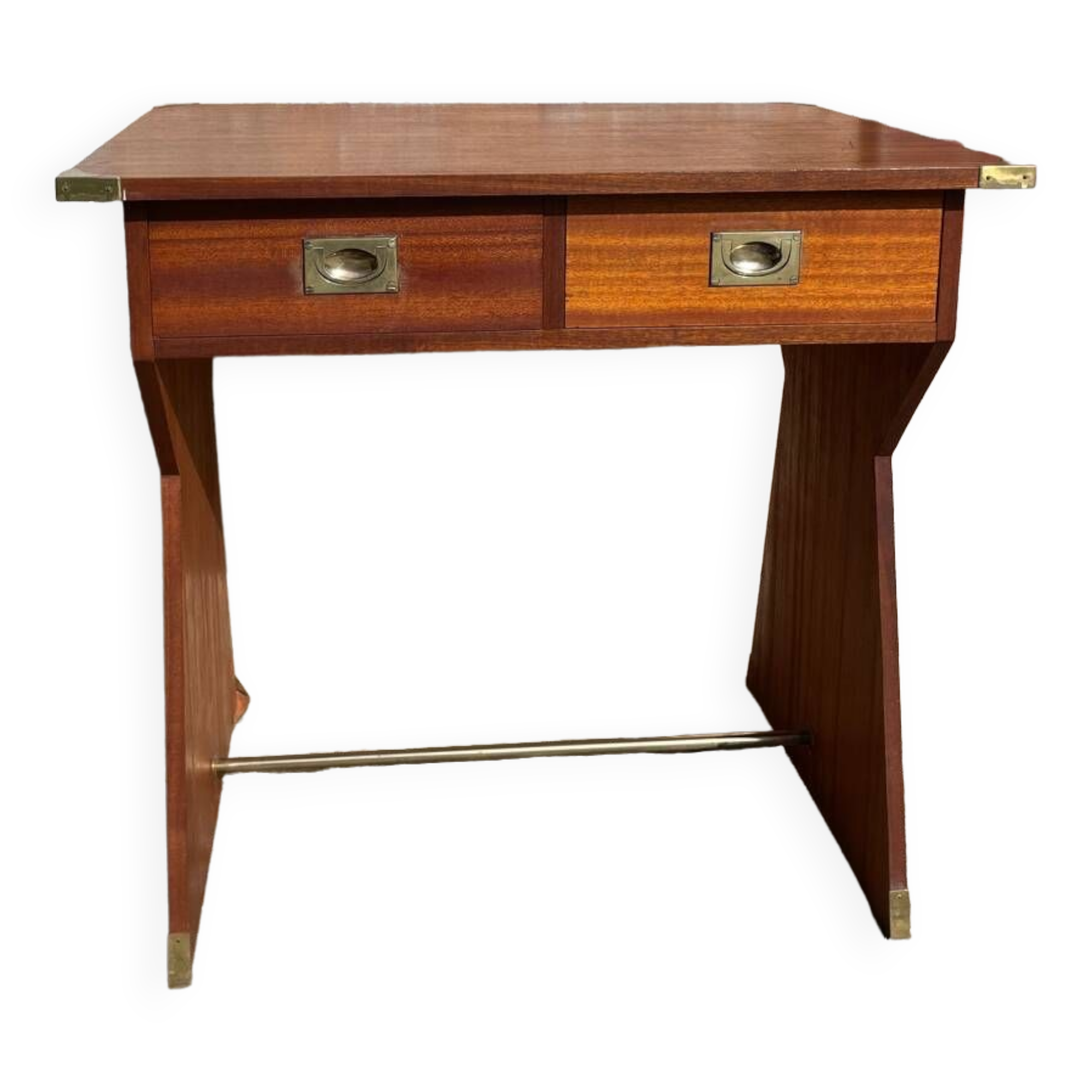 Wooden desk (boat style) with metal finishes