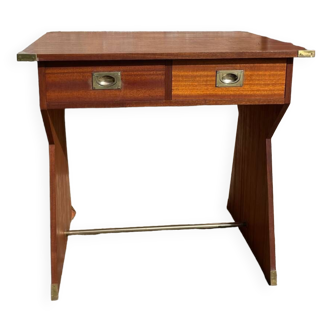 Wooden desk (boat style) with metal finishes