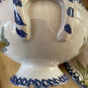 Soupière ancienne en terre cuite et faïence