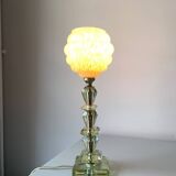 Lampe en verre taillé et globe en verre de Clichy vintage