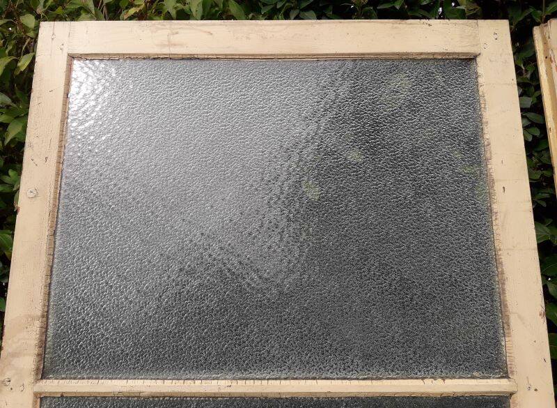 Pair of antique translucent glass sliding doors