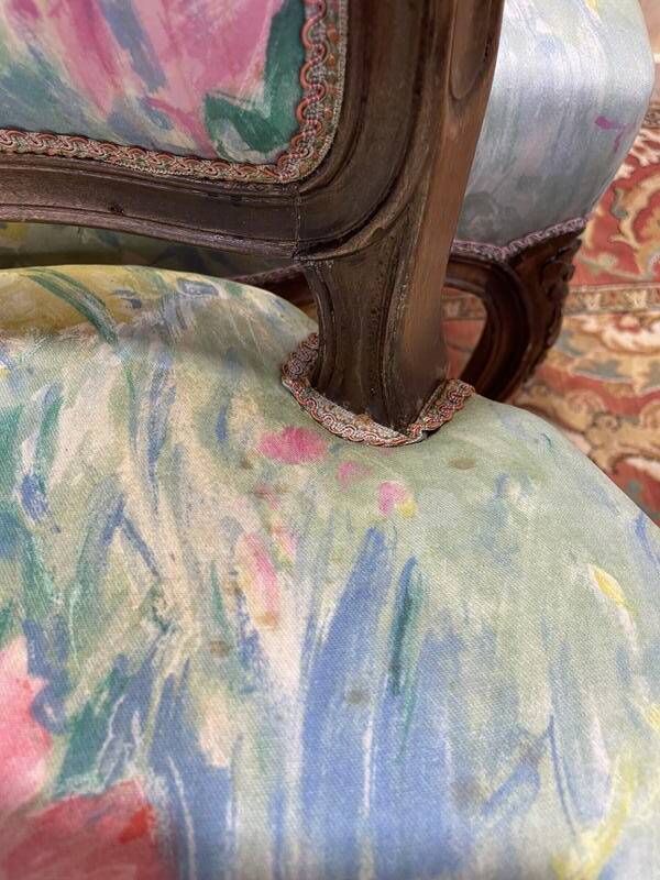 Suite de 6 chaises Louis Philippe à Rossi fleuri