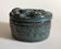 Green-blue enameled ceramic (stoneware) candy box with mermaid decoration, mid-20th century