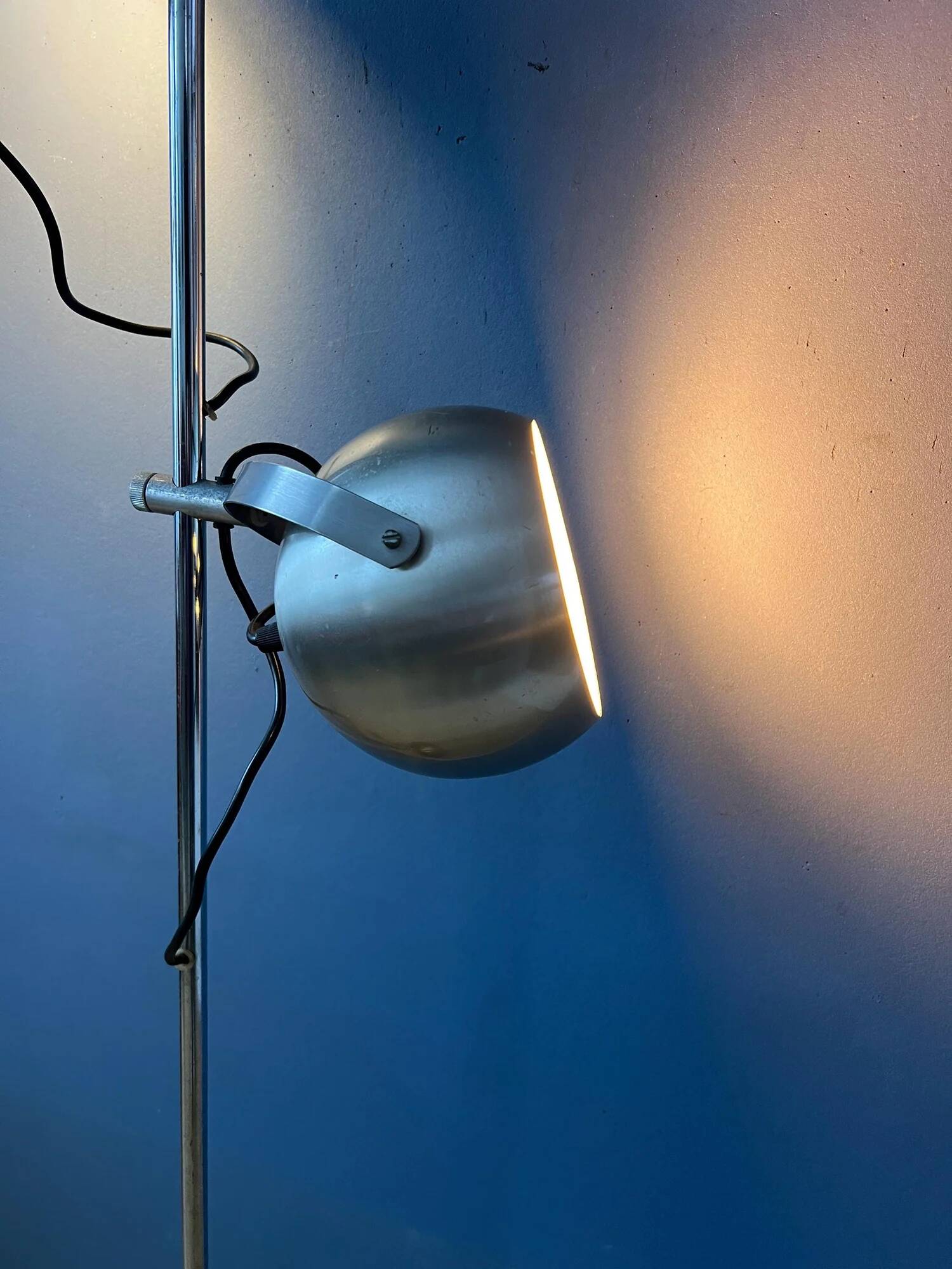 Silver mid-century vintage Herda eyeball floor lamp