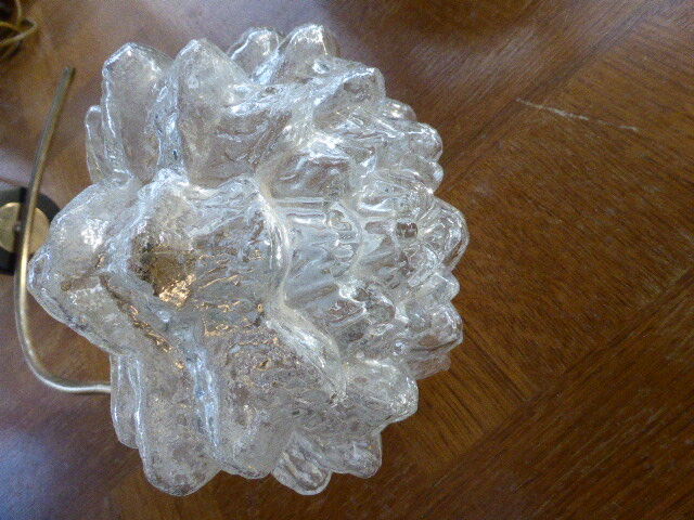Brass wall sconce with globe in the shape of vintage 1960s flowers