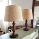 Pair of wood lamps and braiding