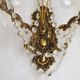 Pair of French Baroque Double Bronze Crystal Wall Lights Glass Bead Swags