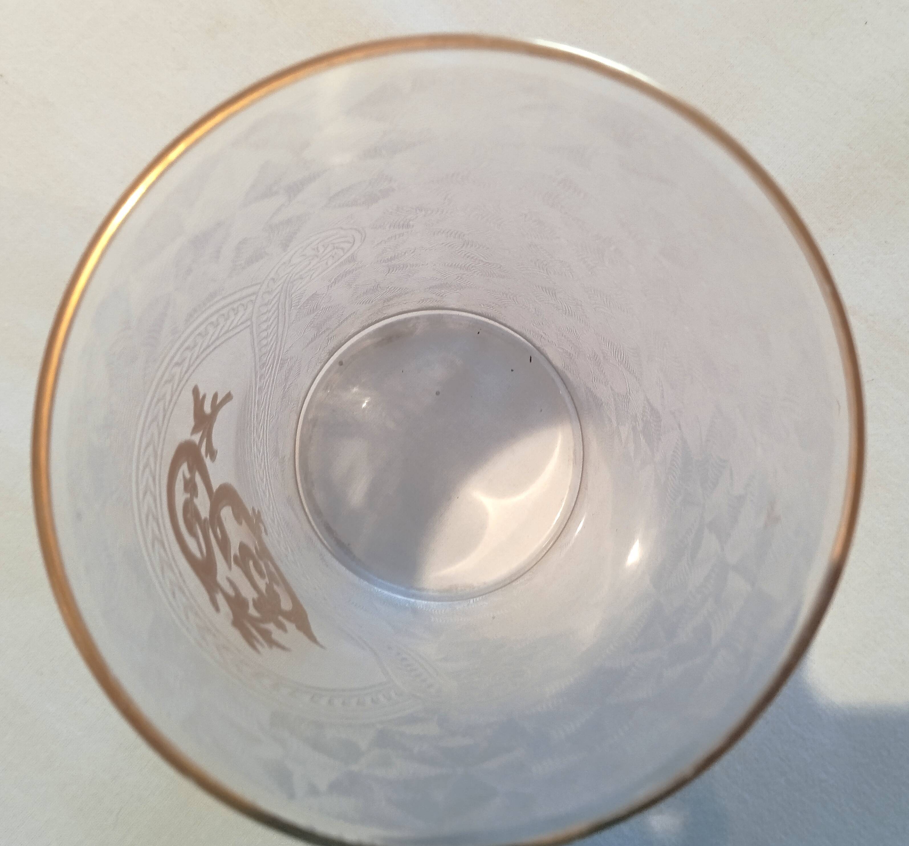 Crystal wedding goblet with gold engraving