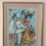 Mixed media on paper, masked figures GUIDO CODOGNONE (1901-1968)