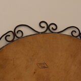 Round iron and rattan mirror
