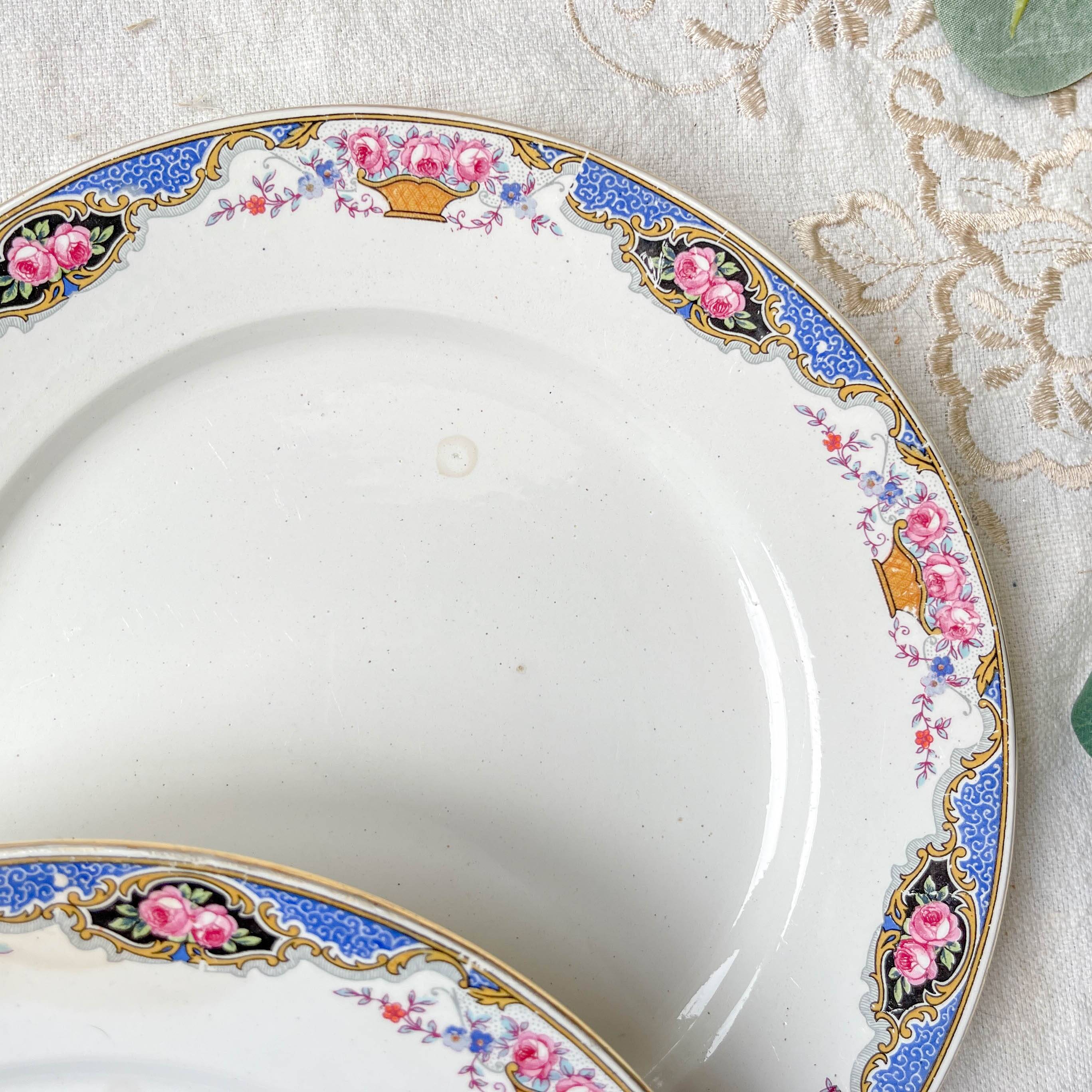 6 small vintage floral plates Digoin Sarreguemines – 1950s