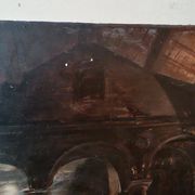 Ancient Table Large Sketch in Oil on Panel Convent of the Brothers 19th Century