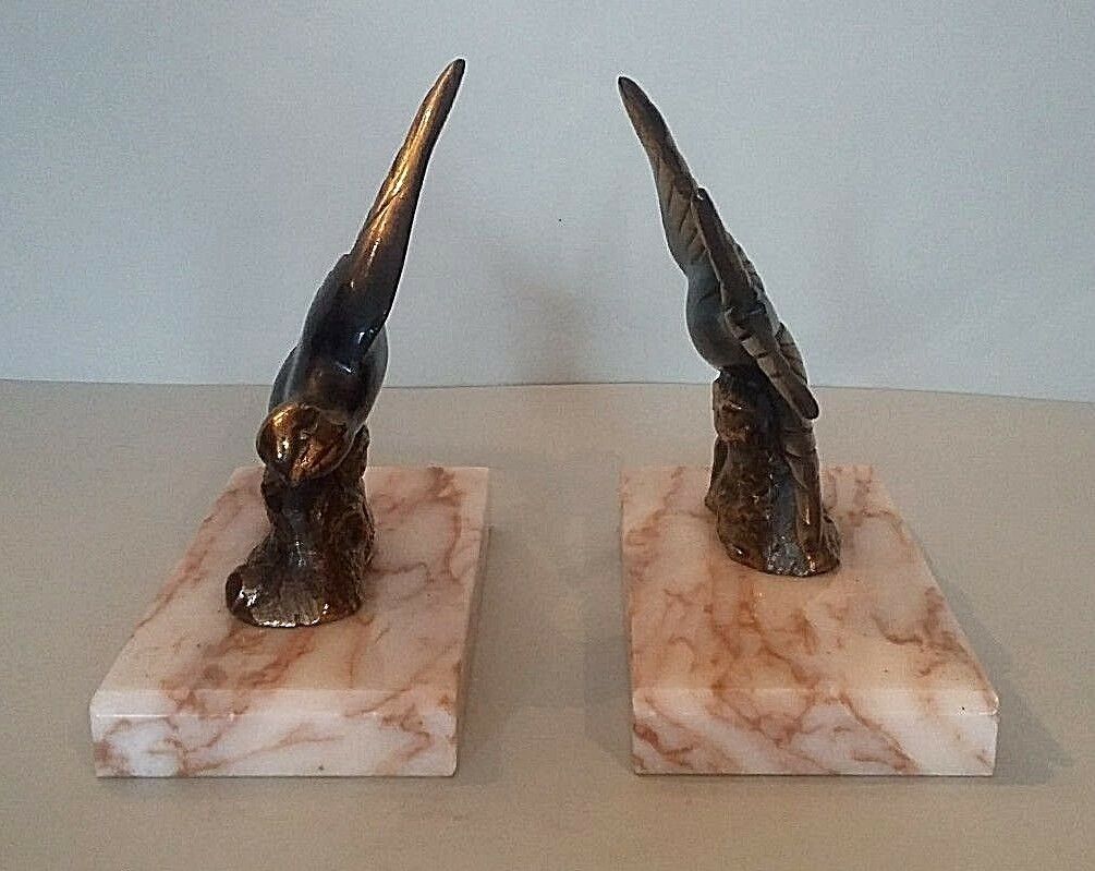 Pair of art deco swallows bookends