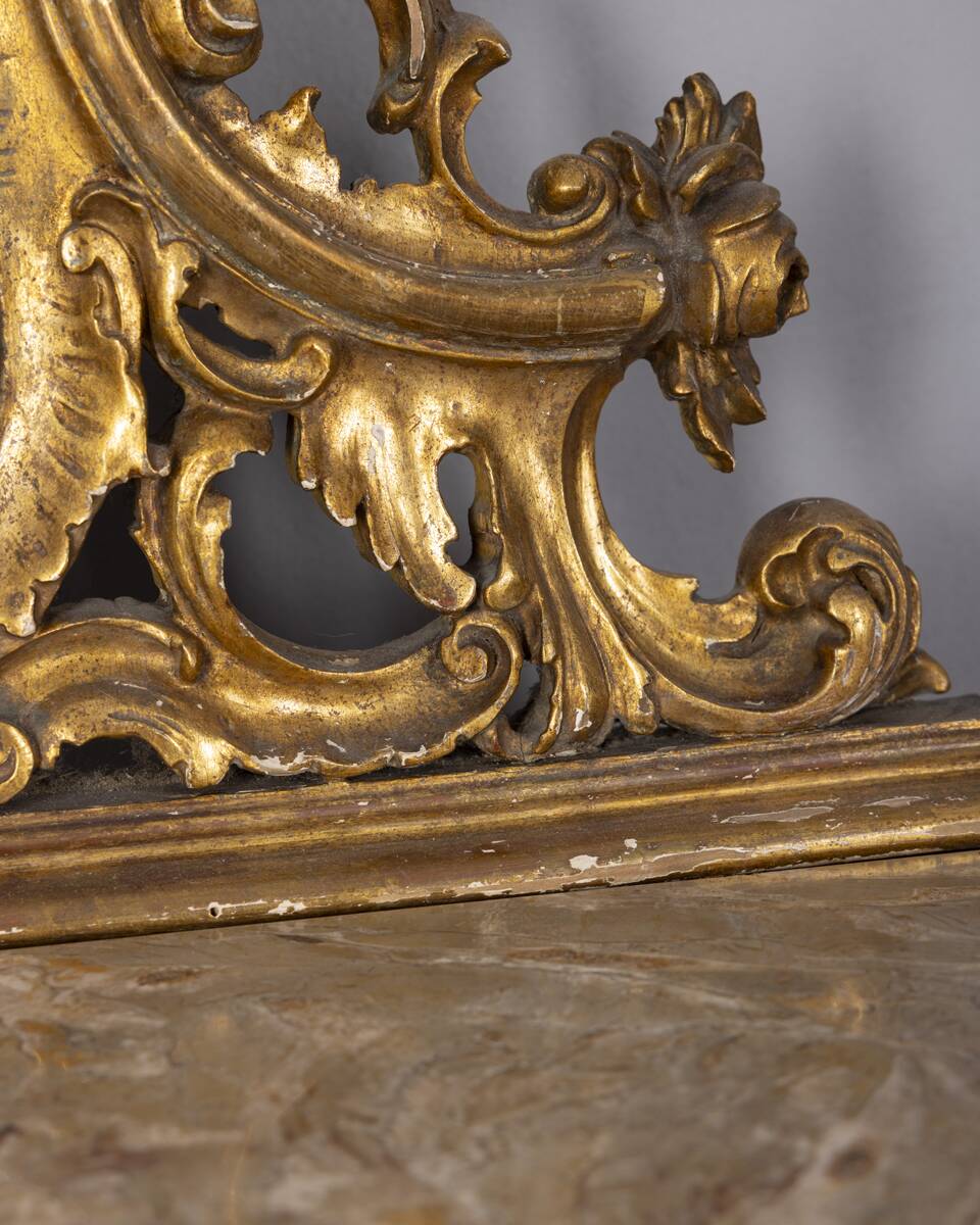 Antique classic console in wood decorated with mirror from the late 19th