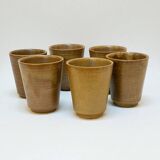 Set de 6 verre gobelets Digouin en grès beige marron