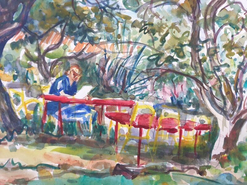 André Duculty (1912-1990) Watercolor on paper "Casteil (Pyrénées Orientales)" Located and dated