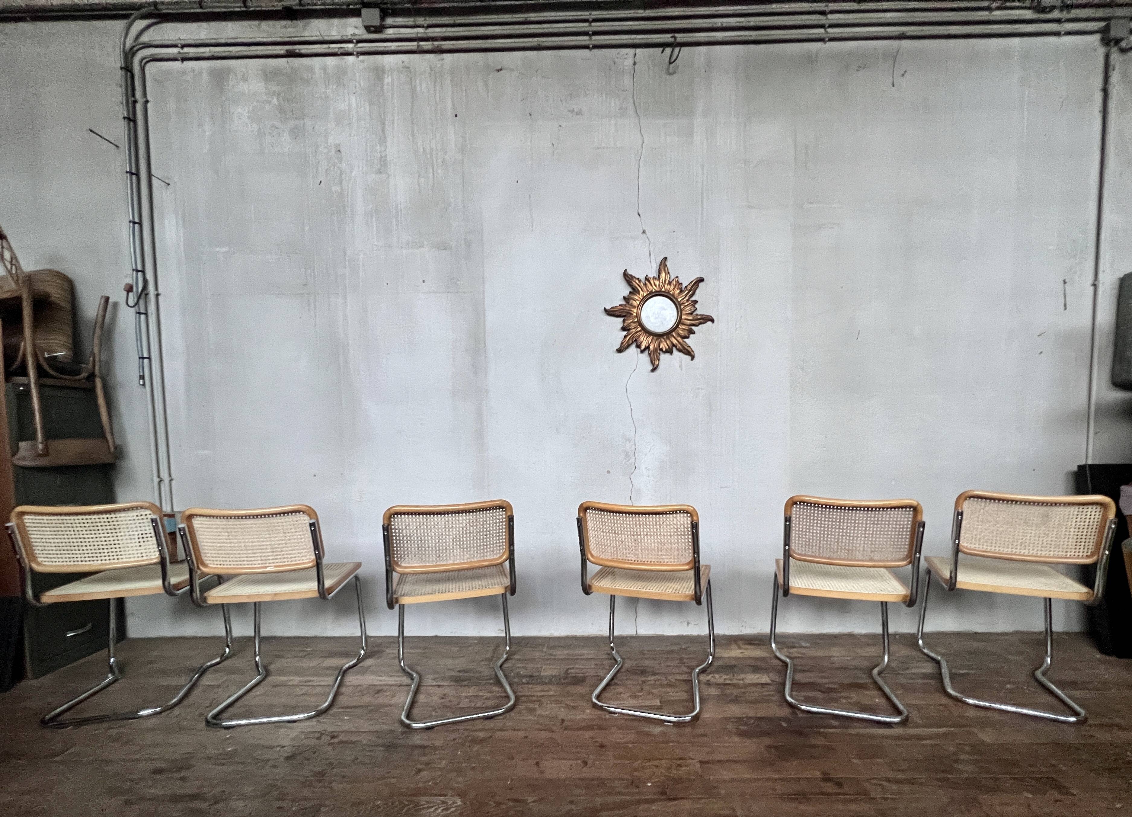 Series of 6 vintage Marcel Breuer style chairs