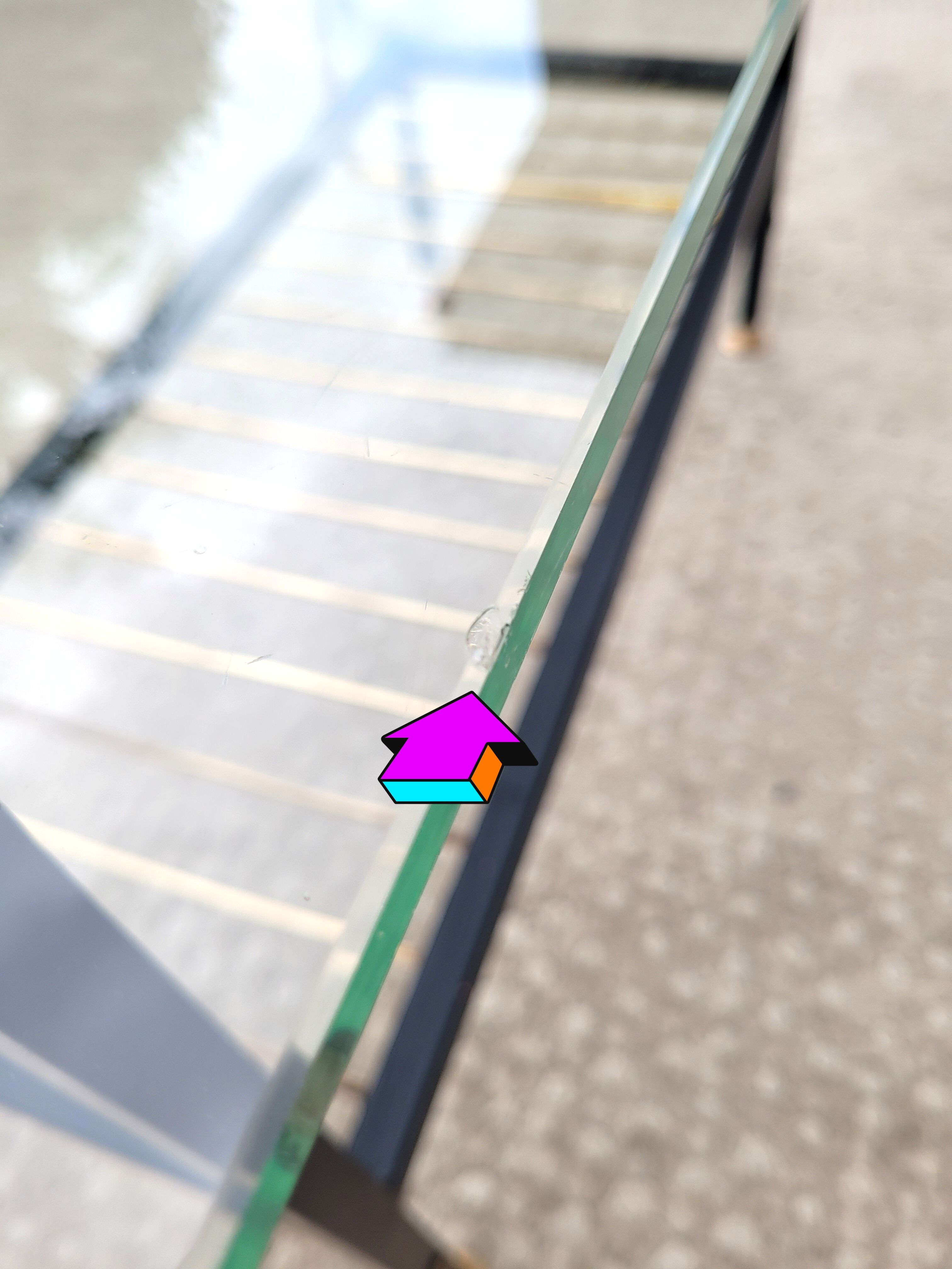 Asymmetrical coffee table 1960 glass and brass