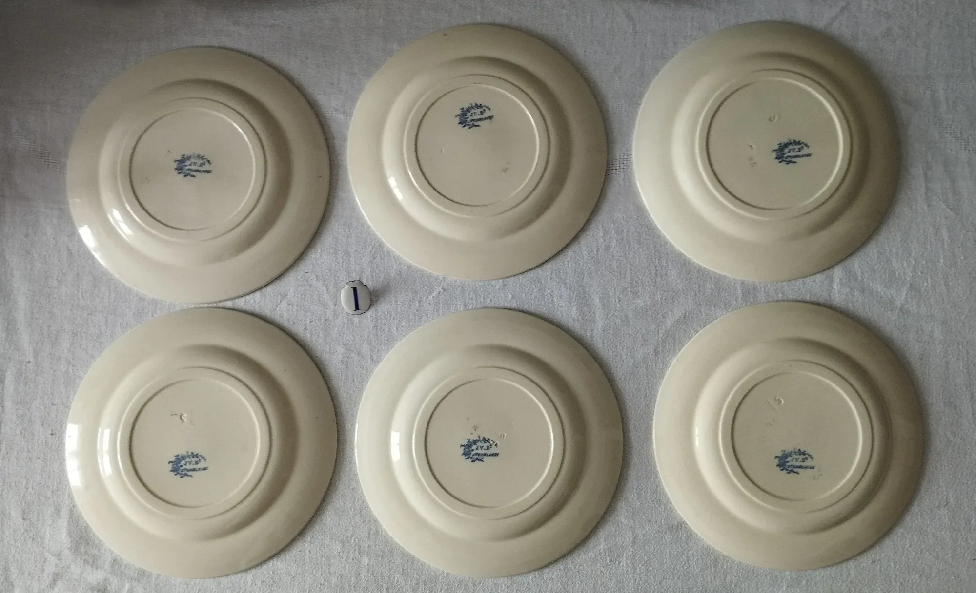 6 dessert plates ironstone J. Vieillard Bordeaux "Garland"