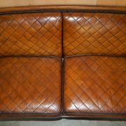 Mustang Leather Art Deco Style Sofa Fully Restored