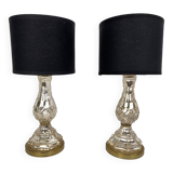 Paire de lampes à poser en cristal églomisé