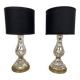 Pair of crystal églomisé table lamps