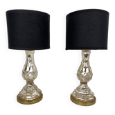 Paire de lampes à poser en cristal églomisé