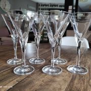 Set of 6 vintage white wine glasses in Light & Music crystal model Florian by Luigi Bormioli