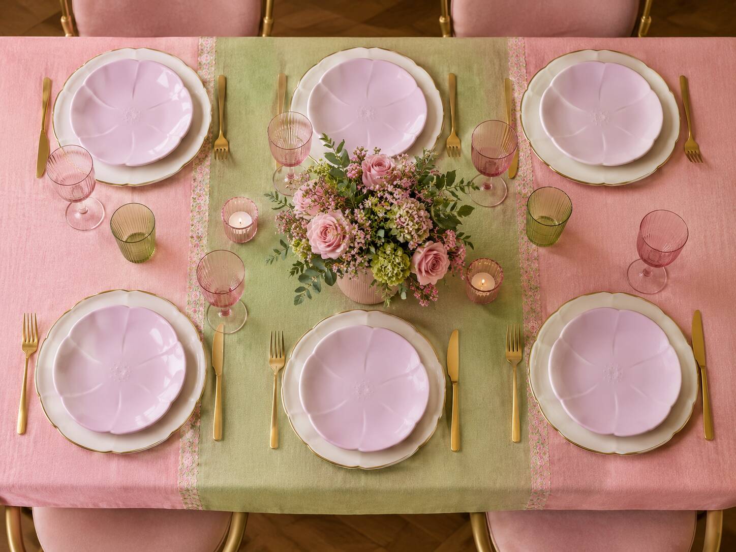 6 dessert plates Geneviève Lethu collection F for flower
