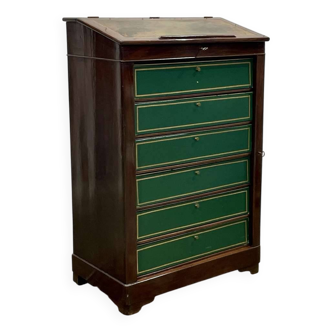 19th century mahogany cardboard box with writing desk
