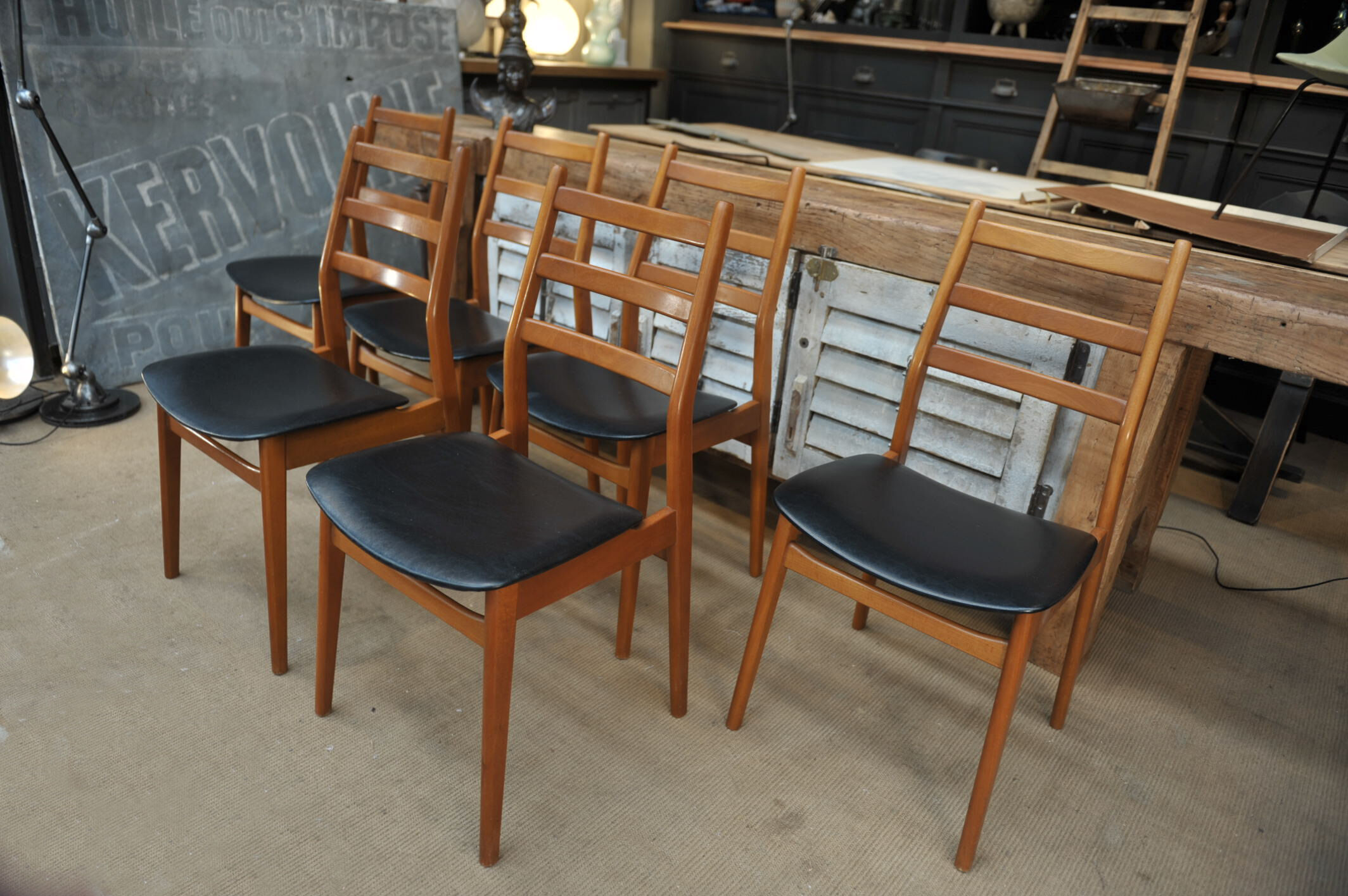 Lot de 6 ancienne chaises vintage 1960