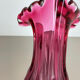 Multi-color pink floral Murano glass Sommerso vase italy, 1970s