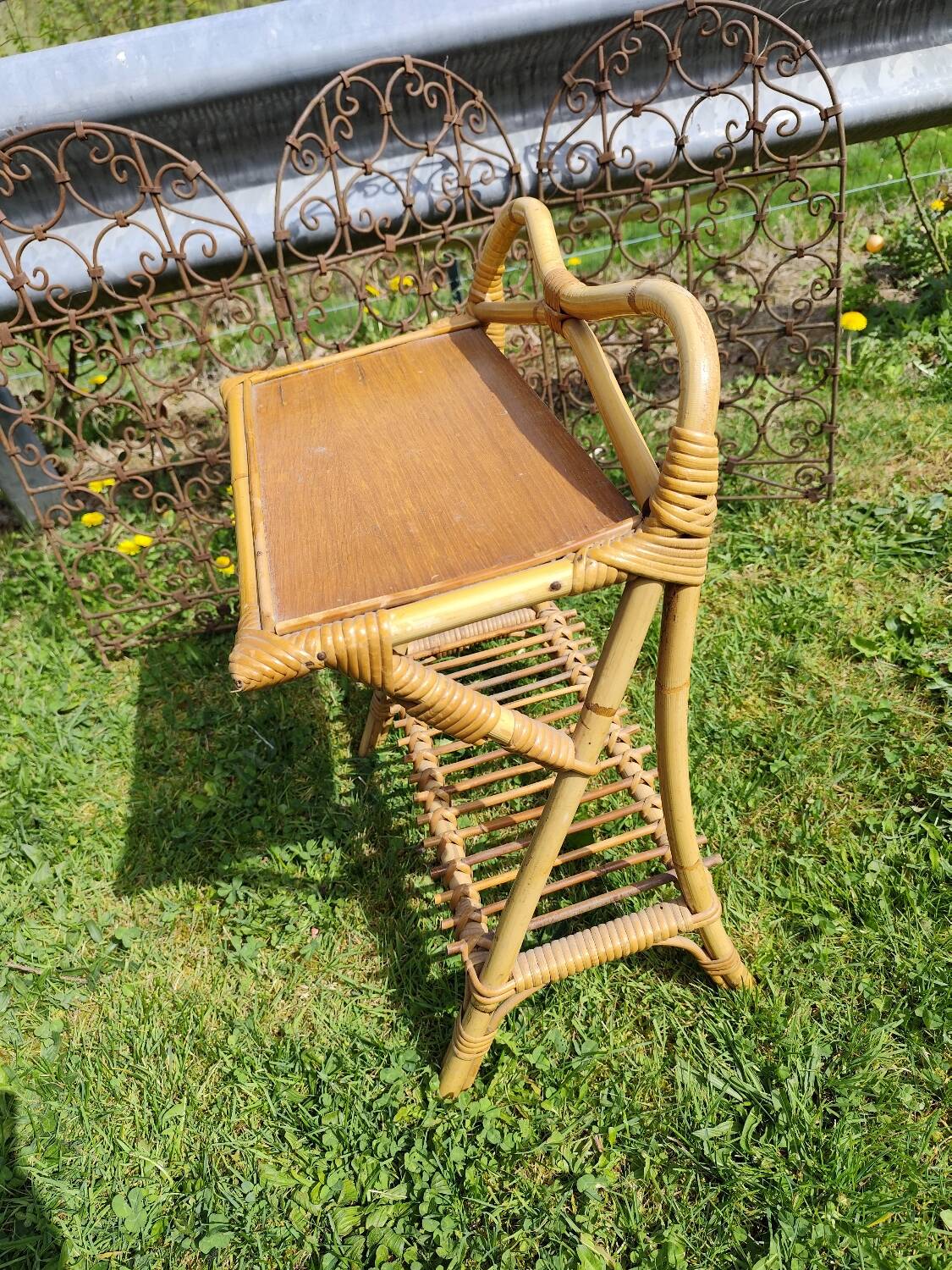 Bamboo and rattan bedside table