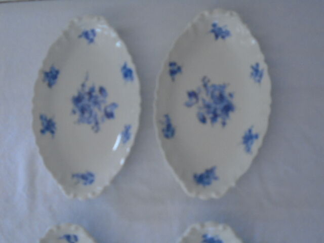 Set de 4 raviers coupelles porcelaine Limoges France fleurs bleues