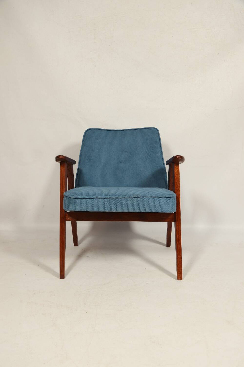 Fauteuil vintage en velours côtelé Revêtement bleu océan