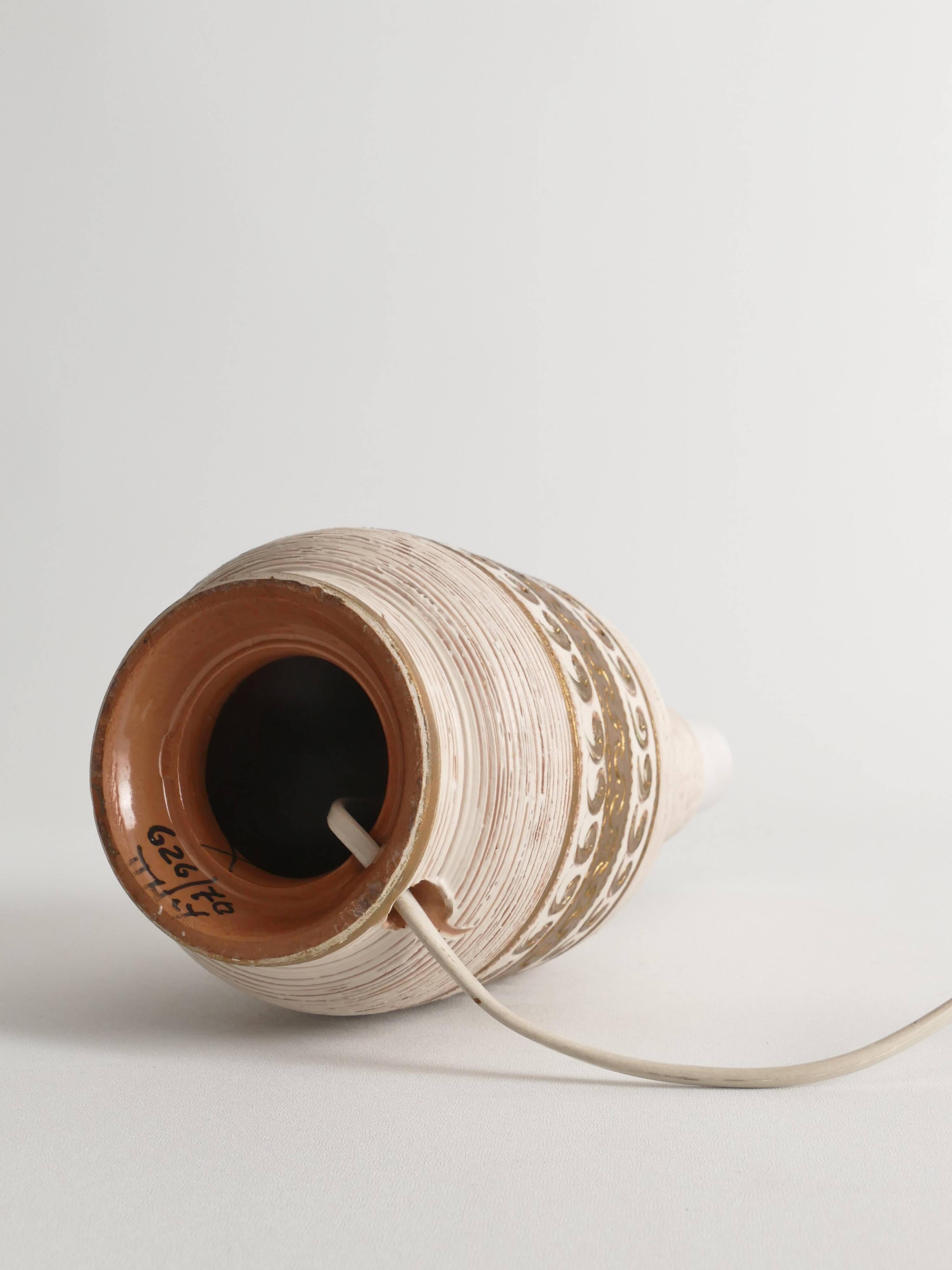 White and Gold Ceramic Table Lamp by Fratelli Fanciulacci, Italy 1970's