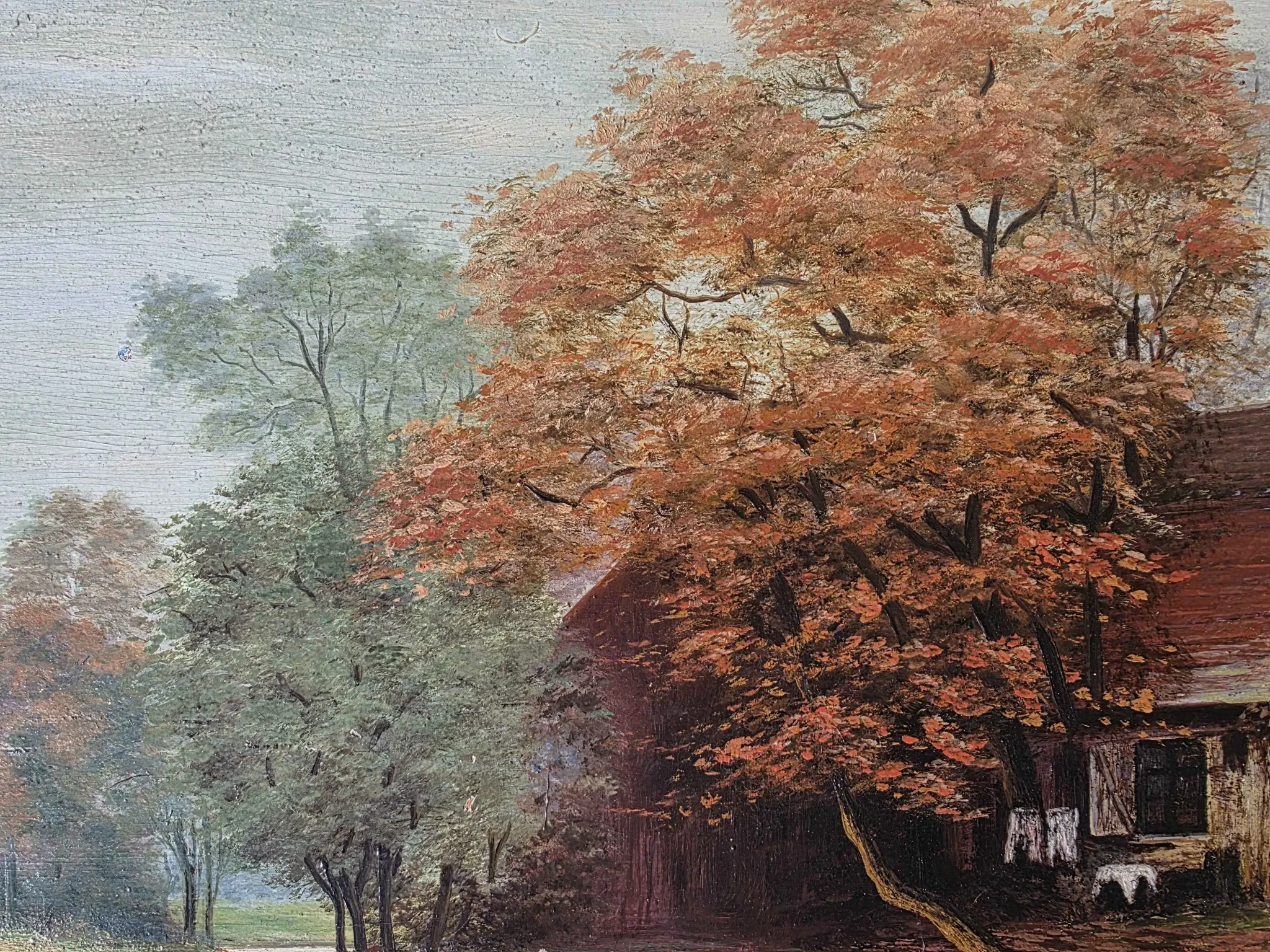 Vintage Autumn Landscape Oil Painting