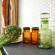 Green glass carafe