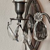 Wall light in tinned brass and crystal pendants - rococo light 2 lights