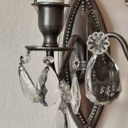 Wall light in tinned brass and crystal pendants - rococo light 2 lights