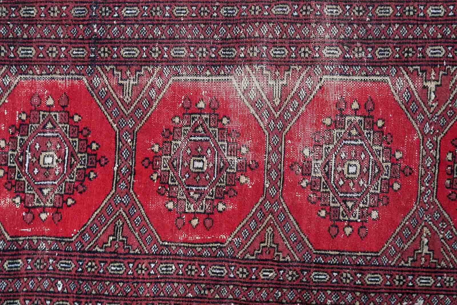 Handmade vintage rug Uzbek Bukhara 94cm x 163cm 1970s