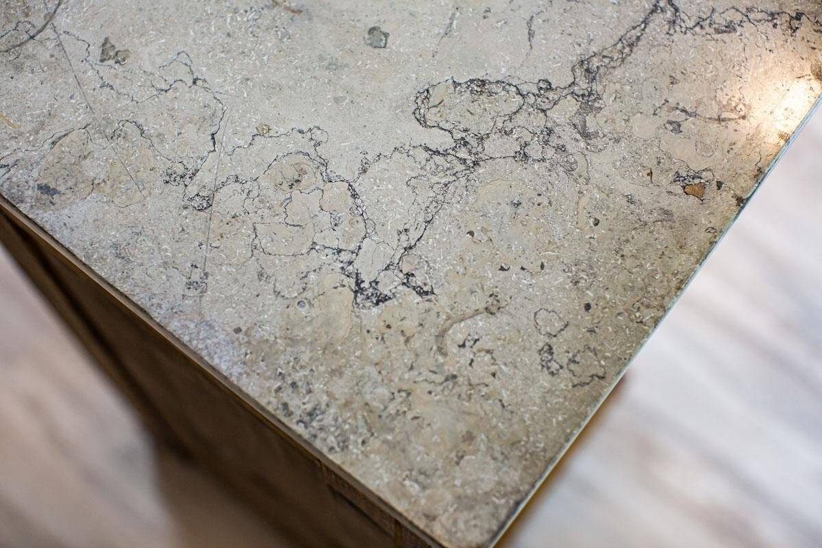 Art Nouveau Pine Nightstand with Stone Top, 1910