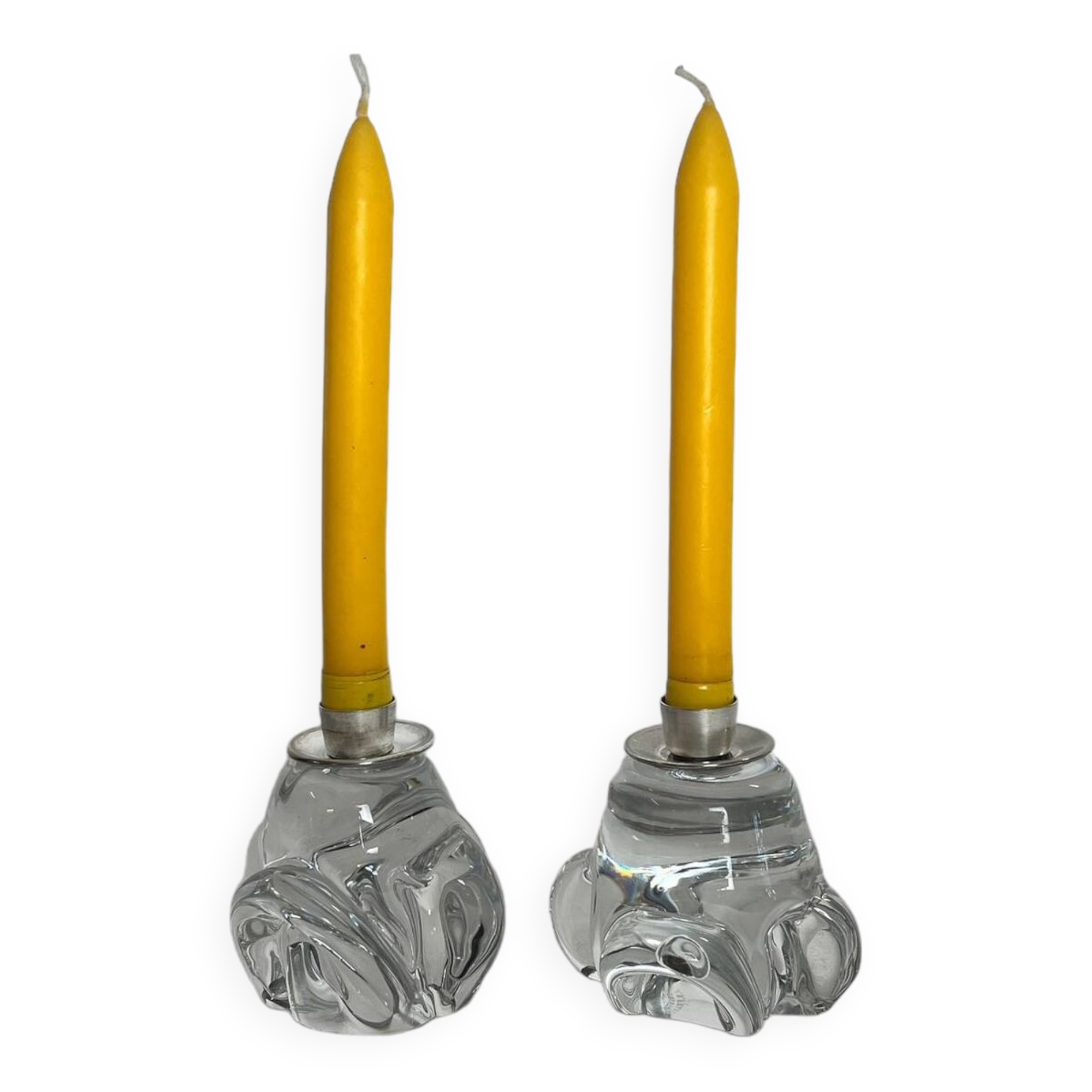 Tableware pair of crystal candlesticks JB France 20th century