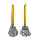 Tableware pair of crystal candlesticks JB France 20th century